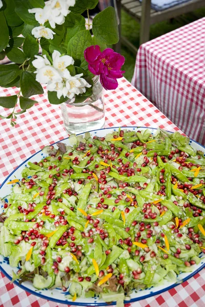 Garden salad with pommgranate seed — Stock Photo, Image