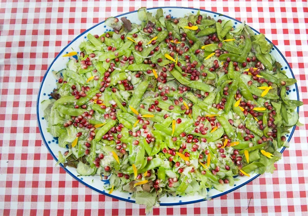 garden salad with pommgranate seed
