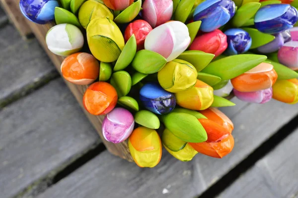 Carved Wooden Tulips Take Home Souvenir Netherlands — Stock Photo, Image