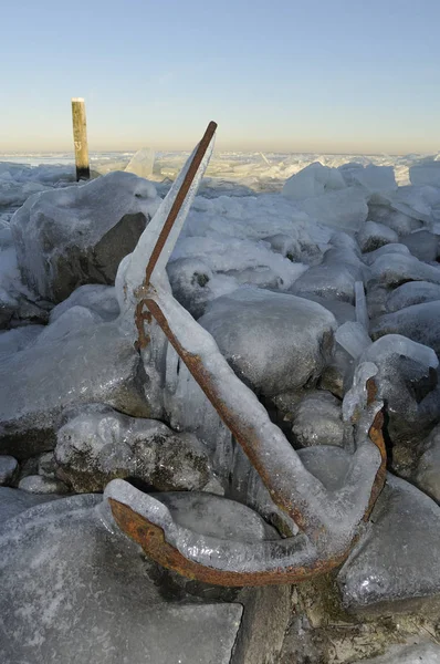 Frozen Abandoned Ancor Marken Netherlands — Stock Photo, Image