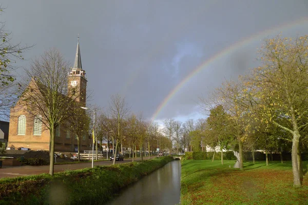 Double Arc Ciel Repéré Dans Village Beemster Pays Bas — Photo