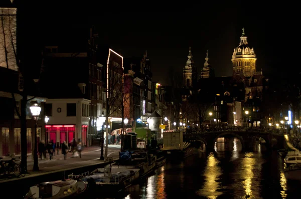 Rode Licht Districht Amsterdam Nederland — Stockfoto