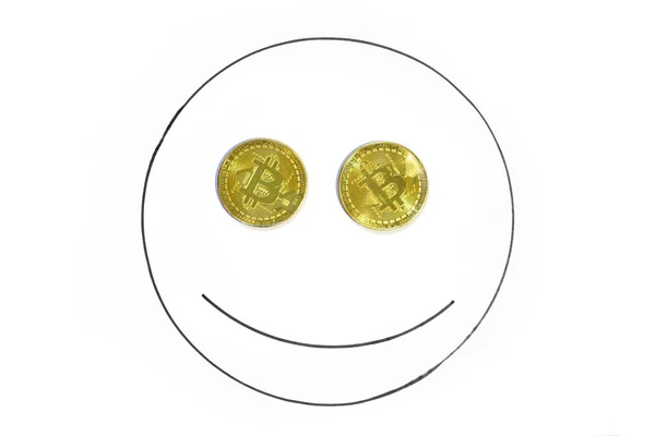 Moneda criptomoneda bitcoin sonriente —  Fotos de Stock