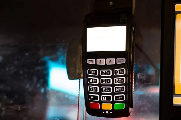 Máquina de tarjeta de crédito para transacciones en Nueva York Taxi — Foto de Stock
