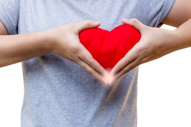 İzole kalp şekli tutan kadın 