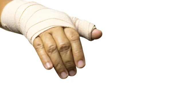 Hand bandage geïsoleerd op witte achtergrond — Stockfoto