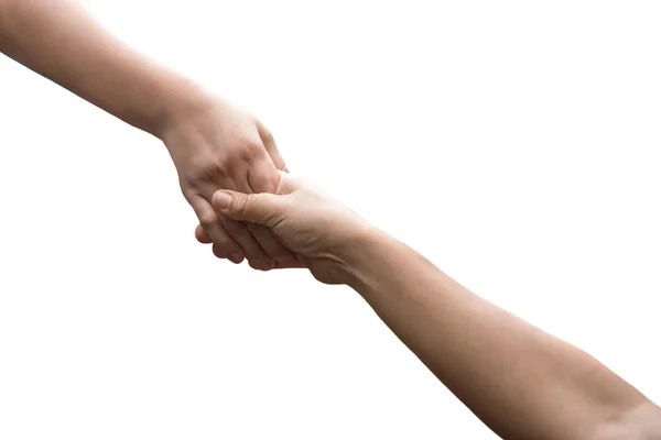 Help concept hand reach for help isoliert i — Stockfoto