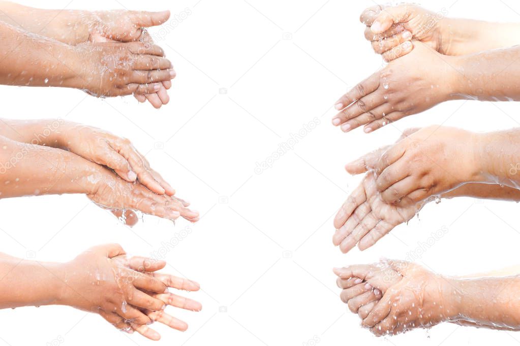 Washing your hands step by step isolated