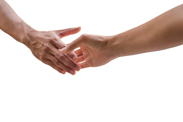 Mano extendiendo la mano temblorosa para el acuerdo aislado —  Fotos de Stock