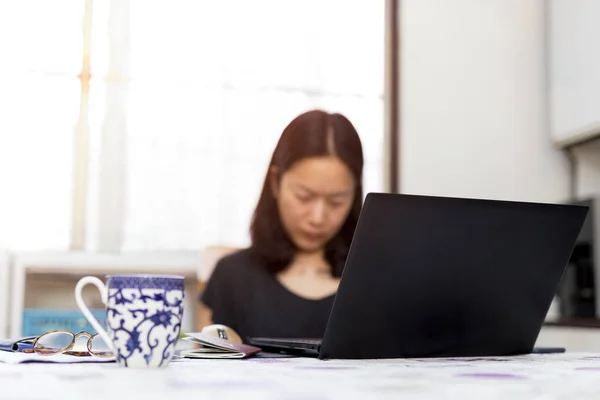 女护照申请表填写计算机 — 图库照片