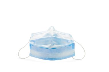 Doktor cerrahi maske koruması Coronavirüs ve kirlilik beyaz arka planda izole