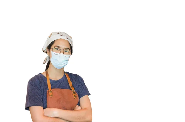 Asian Women Wearing Protective Mask Isolated Covid Preventing — Stock Photo, Image
