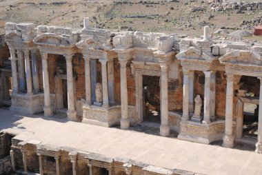 pamukkale, turkey: ruins of the city of hierapolis of the dead amphitheater.