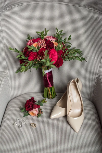 Bröllop Detaljer för en ring sko bukett — Stockfoto