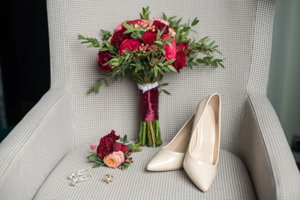 Bröllop Detaljer för en ring sko bukett — Stockfoto