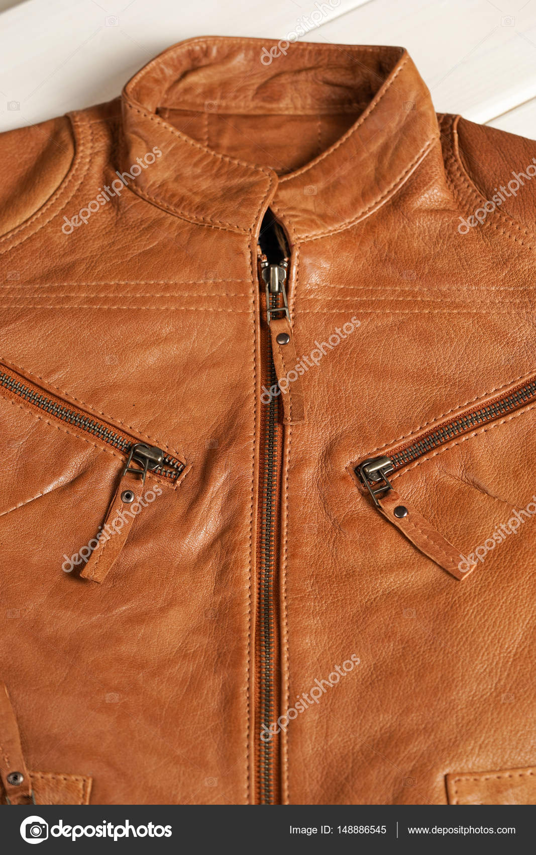 beige color leather jacket