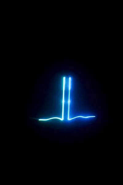 Laserový paprsek modré na černém pozadí — Stock fotografie