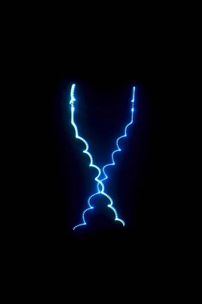 Laserový paprsek modré na černém pozadí — Stock fotografie