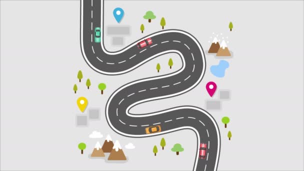 Road Infographic Colorful Pin Pointer Road Street Infographic Road Car — Stock Video