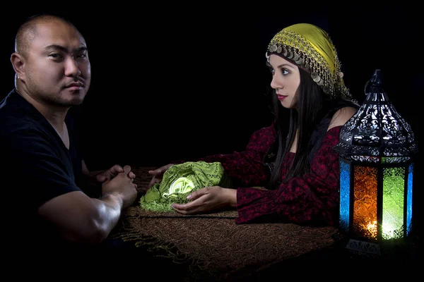 Psychic Reading Client and Fortune Teller — Stock Photo, Image
