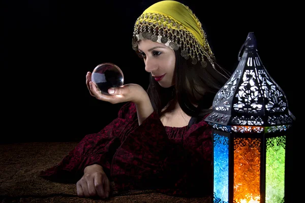 Psychic Looking into Crystal Ball — Stock Photo, Image