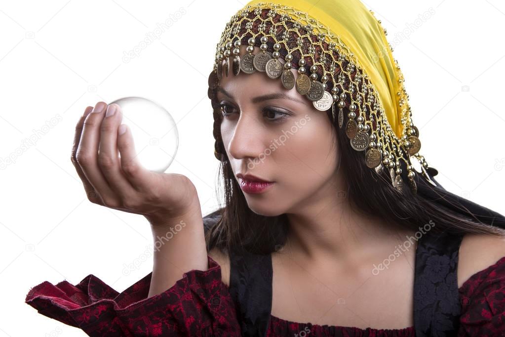 Psychic Looking Into Crystal Ball