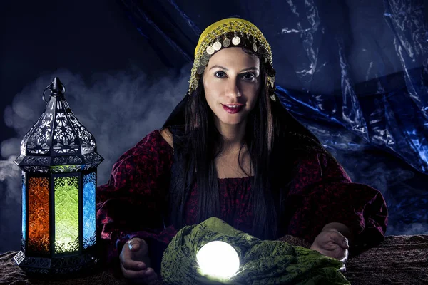 Psychic Fortune Teller with a Crystal Ball — Stok Foto