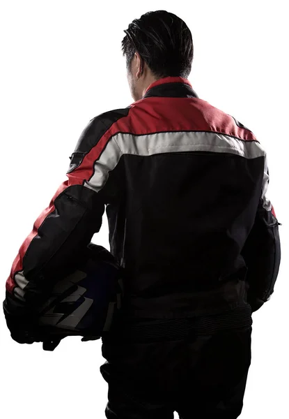 Race Car Driver or Biker on a White Background — Stock Photo, Image