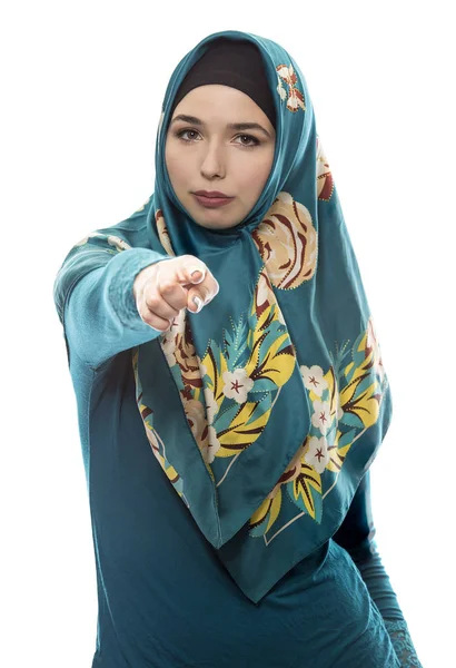 Female Wearing Hijab Isolated on a White Background — Stock Photo, Image