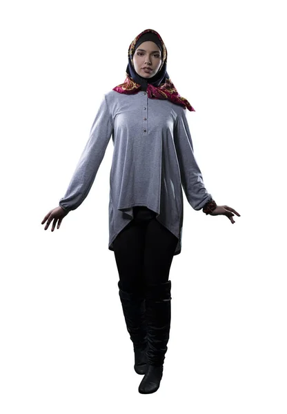 Mujer usando Hijab aislado sobre fondo blanco — Foto de Stock