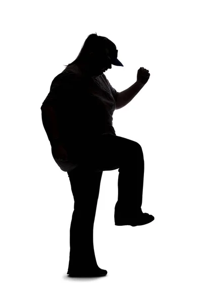 Silhouette Curvy Size Woman White Background She Unrecognizable Wearing Casual — ストック写真