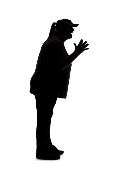 Silhouette Curvy Size Woman White Background She Unrecognizable Wearing Casual — ストック写真