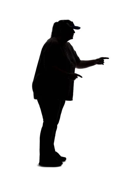 Silhouette Curvy Size Woman White Background She Unrecognizable Wearing Casual — Stock Photo, Image