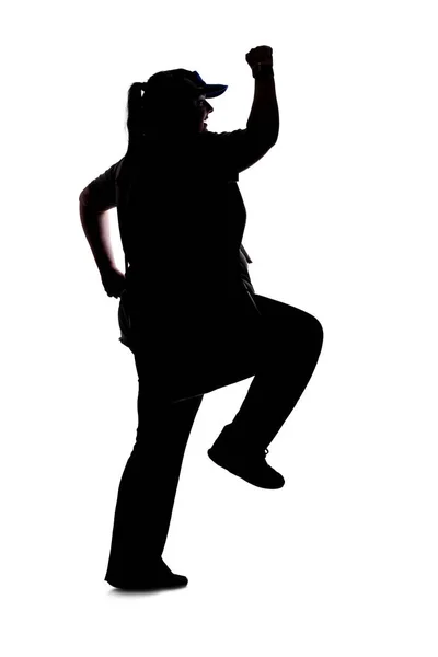 Silhouette Curvy Size Woman White Background She Unrecognizable Wearing Casual — ストック写真