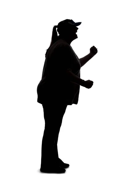 Silhouette Einer Kurvigen Oder Size Frau Auf Weißem Hintergrund Sie — Stockfoto
