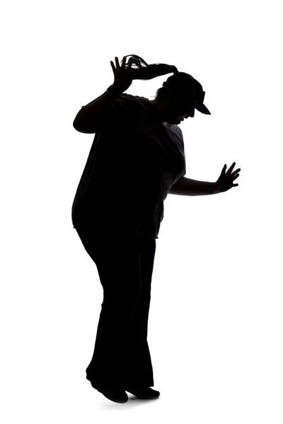 Silhouette Curvy Size Woman White Background She Unrecognizable Wearing Casual — 스톡 사진