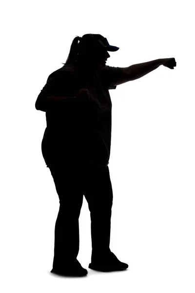 Silhouette Curvy Size Woman White Background She Unrecognizable Wearing Casual — ストック写真