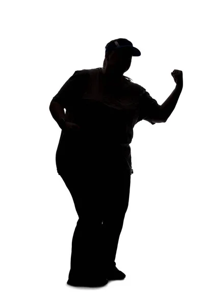 Silhouette Curvy Size Woman White Background She Unrecognizable Wearing Casual — Stok fotoğraf