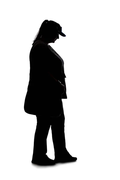 Silhouette Einer Kurvigen Oder Übergroßen Frau Auf Weißem Hintergrund Sie — Stockfoto