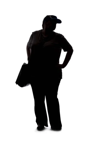 Silhouette Einer Kurvigen Oder Übergroßen Frau Auf Weißem Hintergrund Sie — Stockfoto