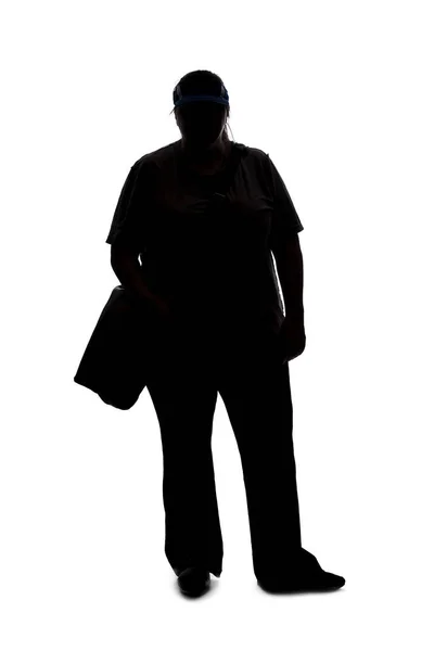 Silhouette Einer Kurvigen Oder Übergroßen Frau Auf Weißem Hintergrund Sie — Stockfoto