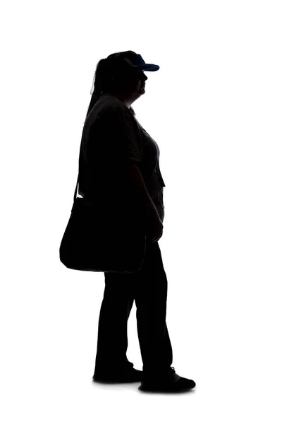 Silhouette Einer Kurvigen Oder Übergroßen Frau Auf Weißem Hintergrund Sie — Stockfoto