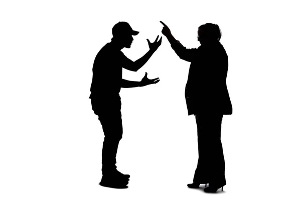 Silhouette Anonymous People White Background Fighting Being Rude Expressing Anger — Stock Photo, Image
