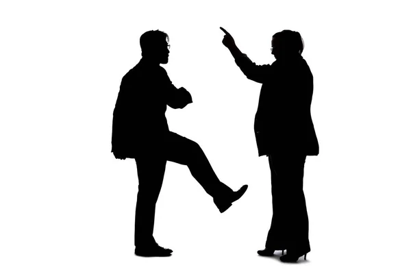 Silhouette Anonymous People White Background Fighting Being Rude Expressing Anger — Stock Photo, Image