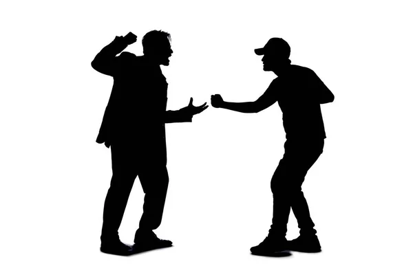 Silhouette Anonymous People White Background Fighting Being Rude Expressing Anger — Stock Photo, Image