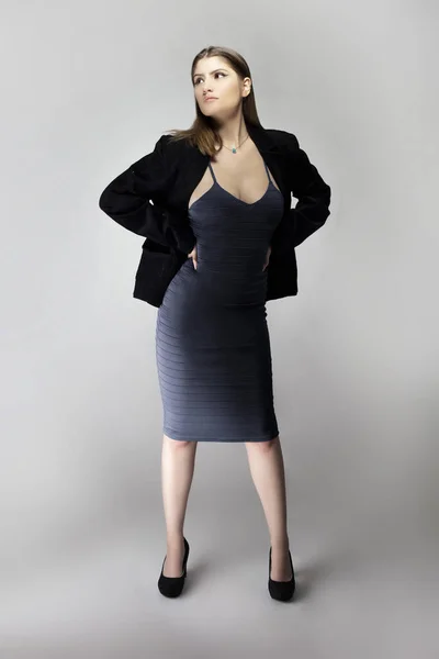 Female Model Posing Sexy Business Woman Looking Confident Boss Manager — Stock Photo, Image
