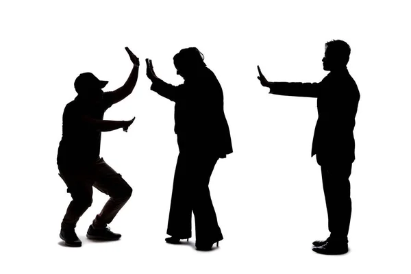 Silhouette Group People Practicing Social Distancing Which Recommended Virus Pandemics — Stock Photo, Image