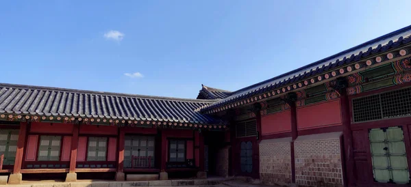 Estrutura Coreana Antiga Dentro Antigo Palácio Gyeongbokgung Seul Coreia Durante — Fotografia de Stock