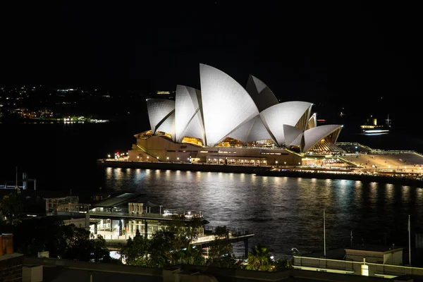 Сиднейская Опера Гавань Освещенные Ночью Австралия — стоковое фото