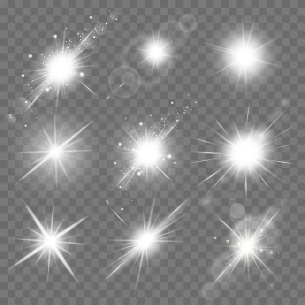 Glowing Lights Effect Flare Explosion Stars Special Effect Isolated Transparent — Stock Vector